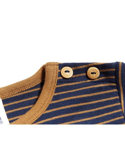 Maglietta a maniche lunghe Blu-Senape