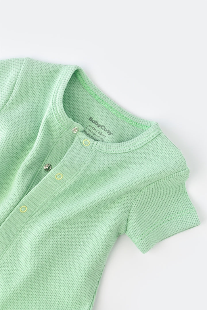 BabyCosy Waffle Romper Mint