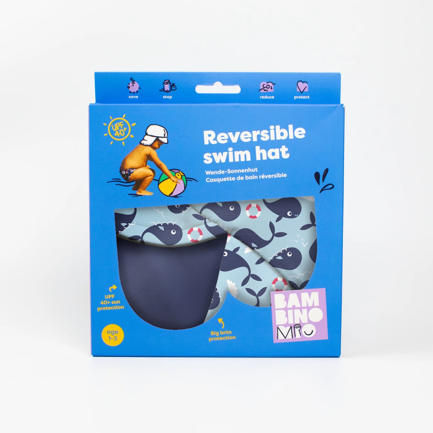 Cappellino da mare reversibile Blue Whale | Bambino Mio