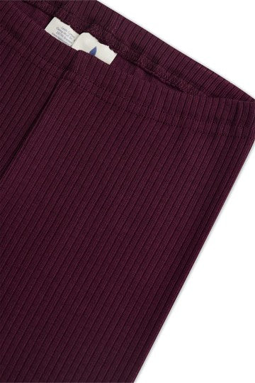 Leggings a coste Cotone Organico Melanzana