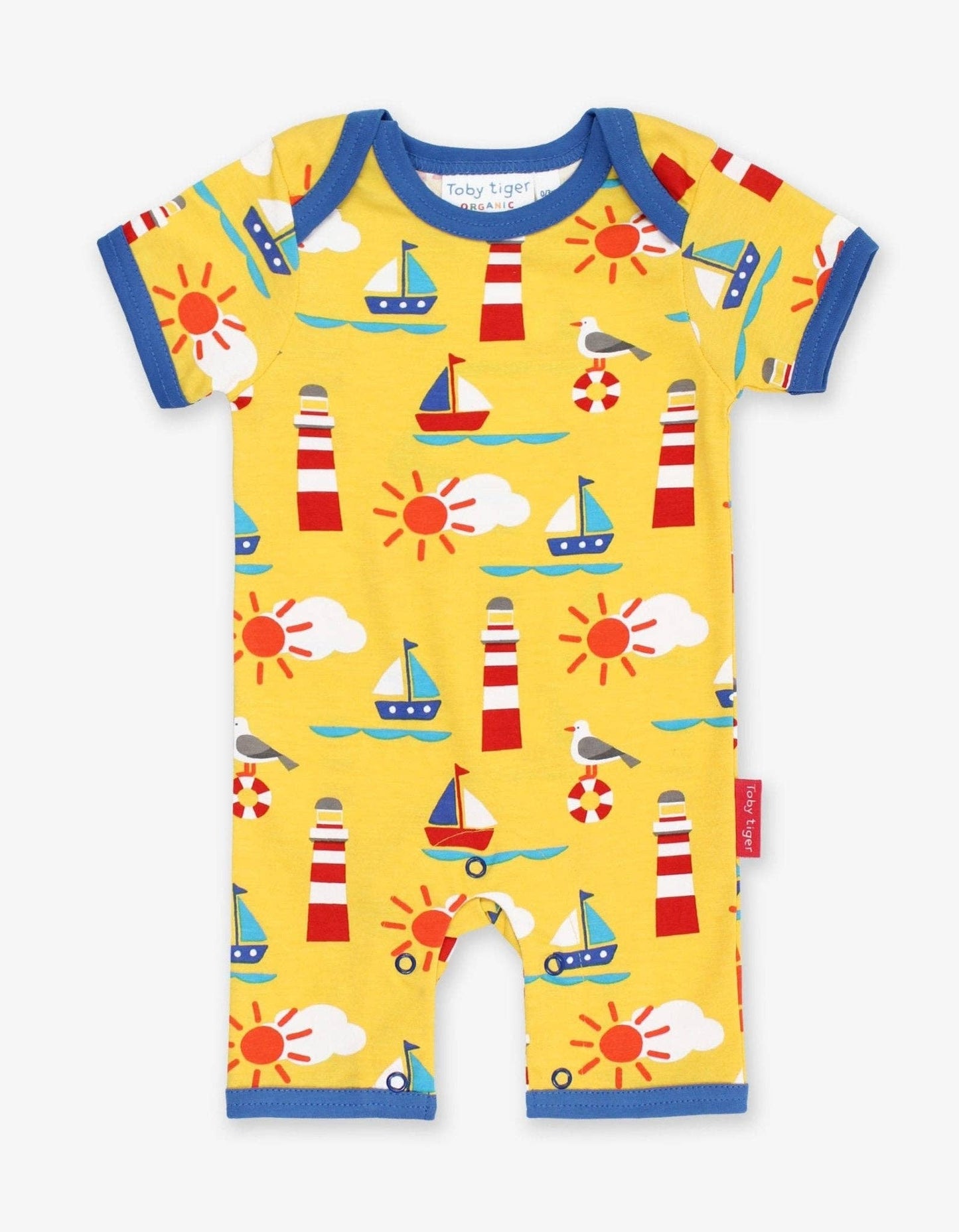 Tutina corta gialla Barche in cotone biologico – Toby Tiger