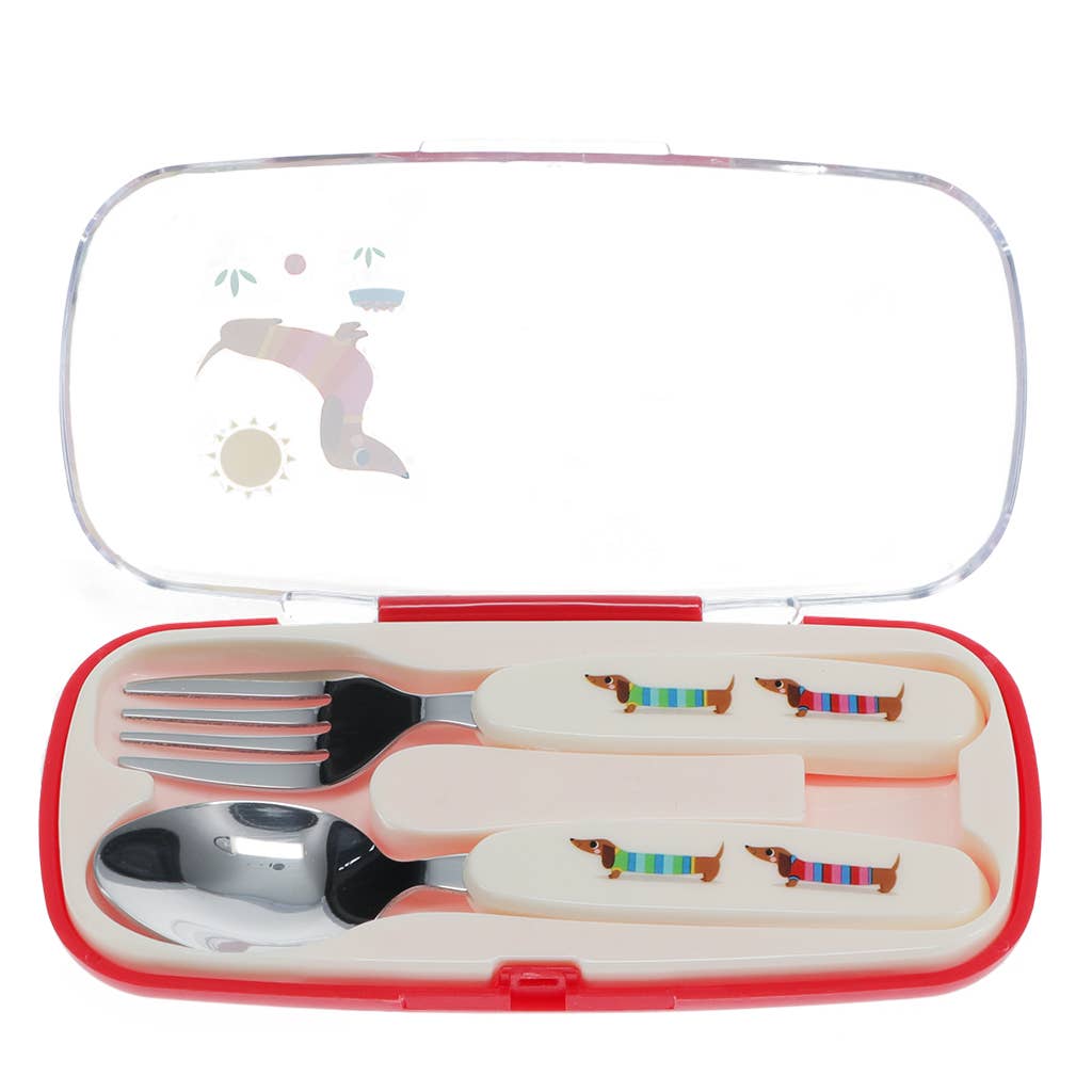 Set posate bambini con custodia bassotto | Rex London