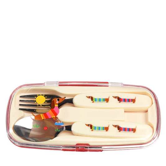 Set posate bambini con custodia bassotto | Rex London