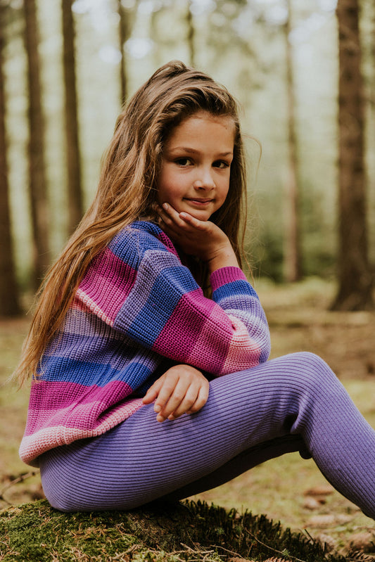 Leggings a coste Aster Viola | Yuki Kidswear