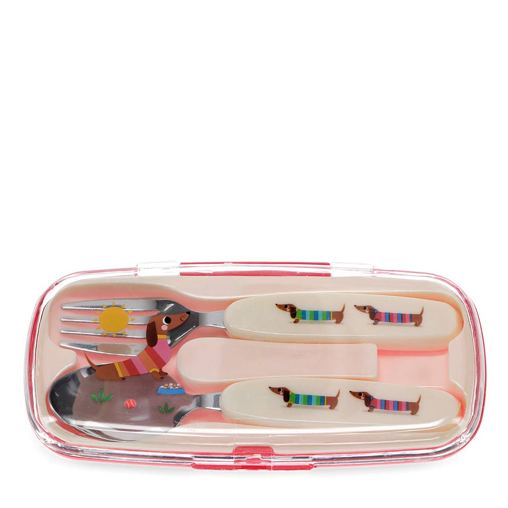 Set posate bambini con custodia bassotto | Rex London