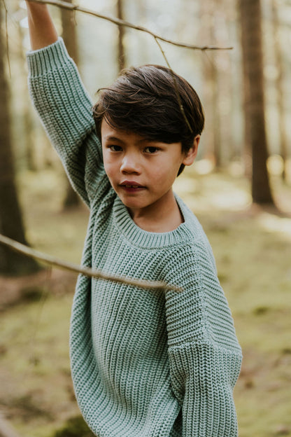Maglione Chunky Eucalyptus Verde | Yuki Kidswear