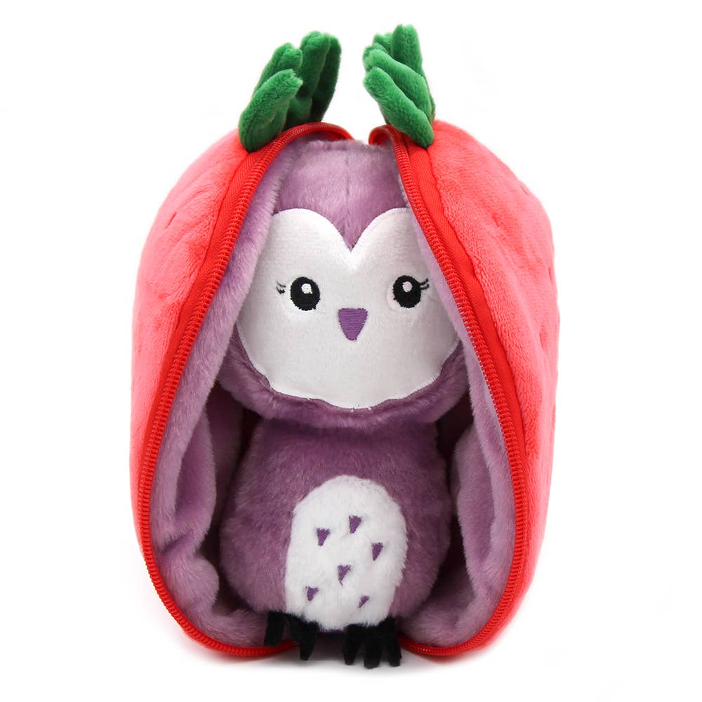 Peluche trasformabile Gufo/Fragola – Les Déglingos