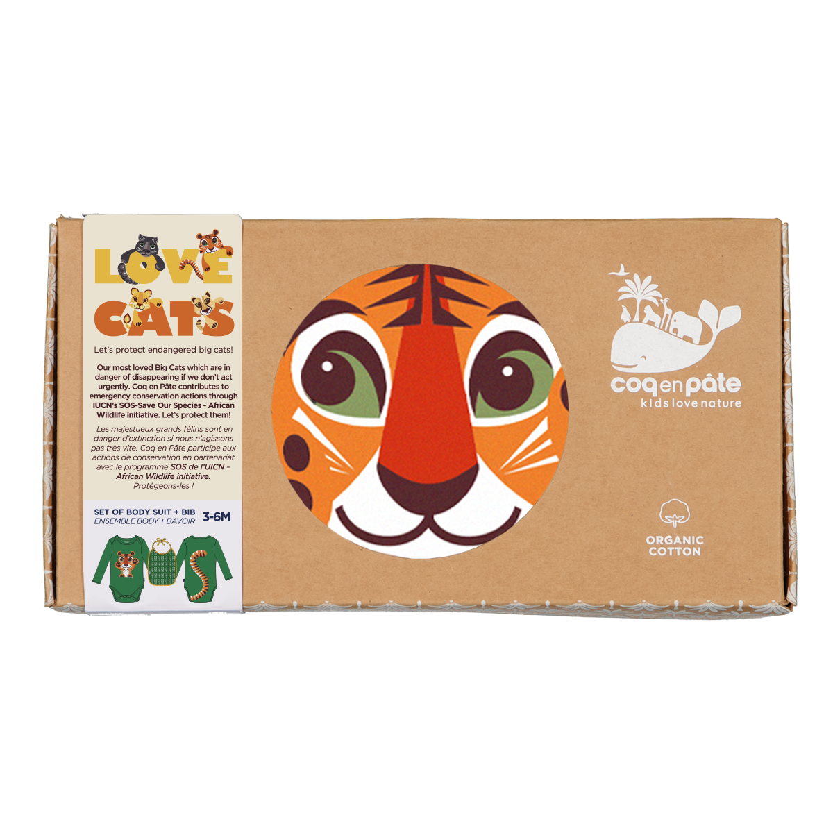 Set regalo neonato Tigre in cotone biologico – Coq en Pâte