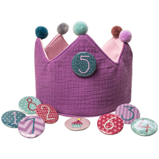 Corona compleanno in mussola con numeri intercambiabili Viola - Papierdrachen