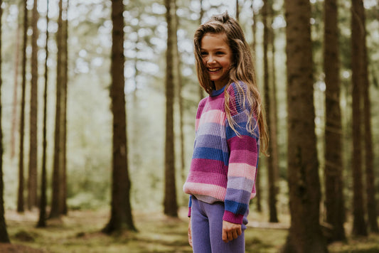 Maglione Chunky a Righe Rosa | Yuki Kidswear