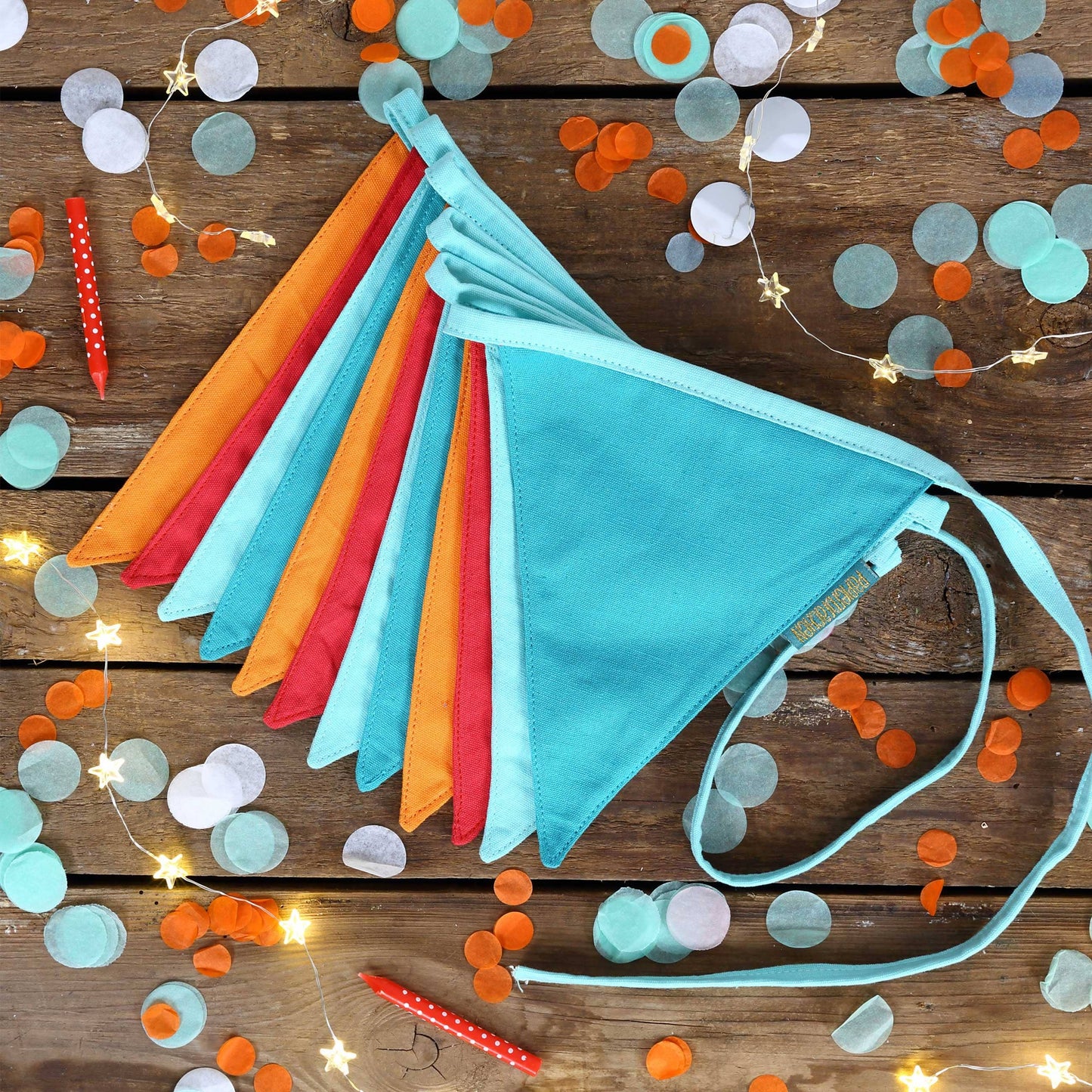 Ghirlanda decorativa in tessuto Azzurro & Arancione – Papierdrachen