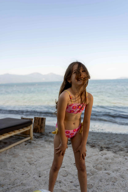 Bikini bambina rosa con fiori | MIELA KIDS