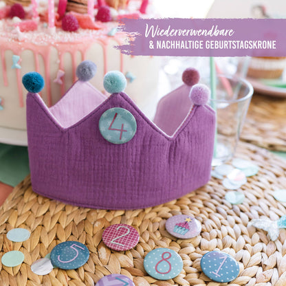 Corona compleanno in mussola con numeri intercambiabili Viola - Papierdrachen