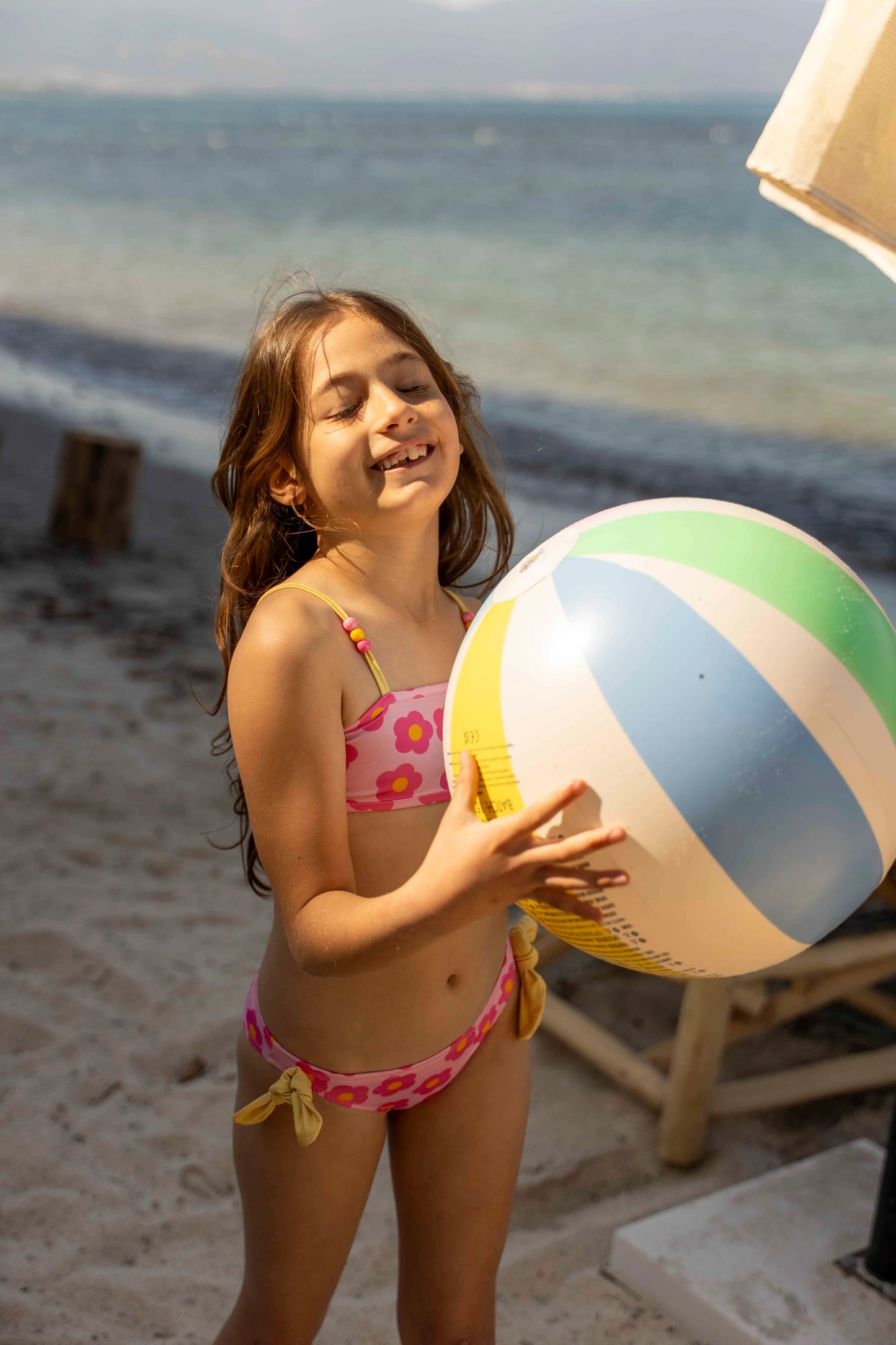 Bikini bambina rosa con fiori | MIELA KIDS
