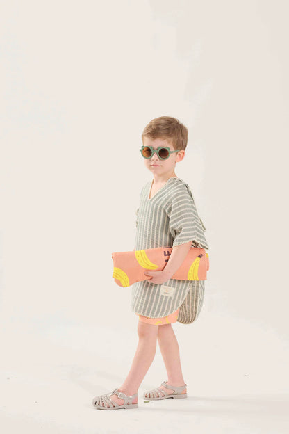 Poncho Mussola Verde a righe | MIELA KIDS