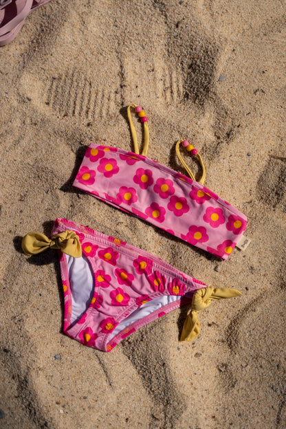 Bikini bambina rosa con fiori | MIELA KIDS