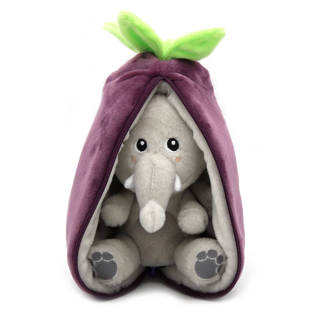 Peluche trasformabile Elefante/Melanzan – Les Déglingos