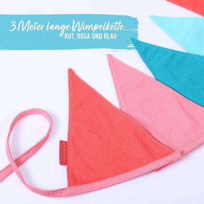 Ghirlanda decorativa in tessuto Rosa & Azzurro – Papierdrachen