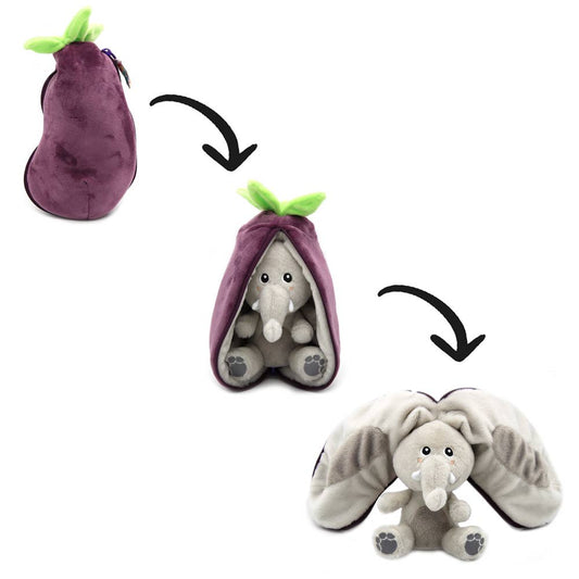 Peluche trasformabile Elefante/Melanzan – Les Déglingos