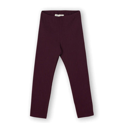 Leggings a coste Cotone Organico Melanzana