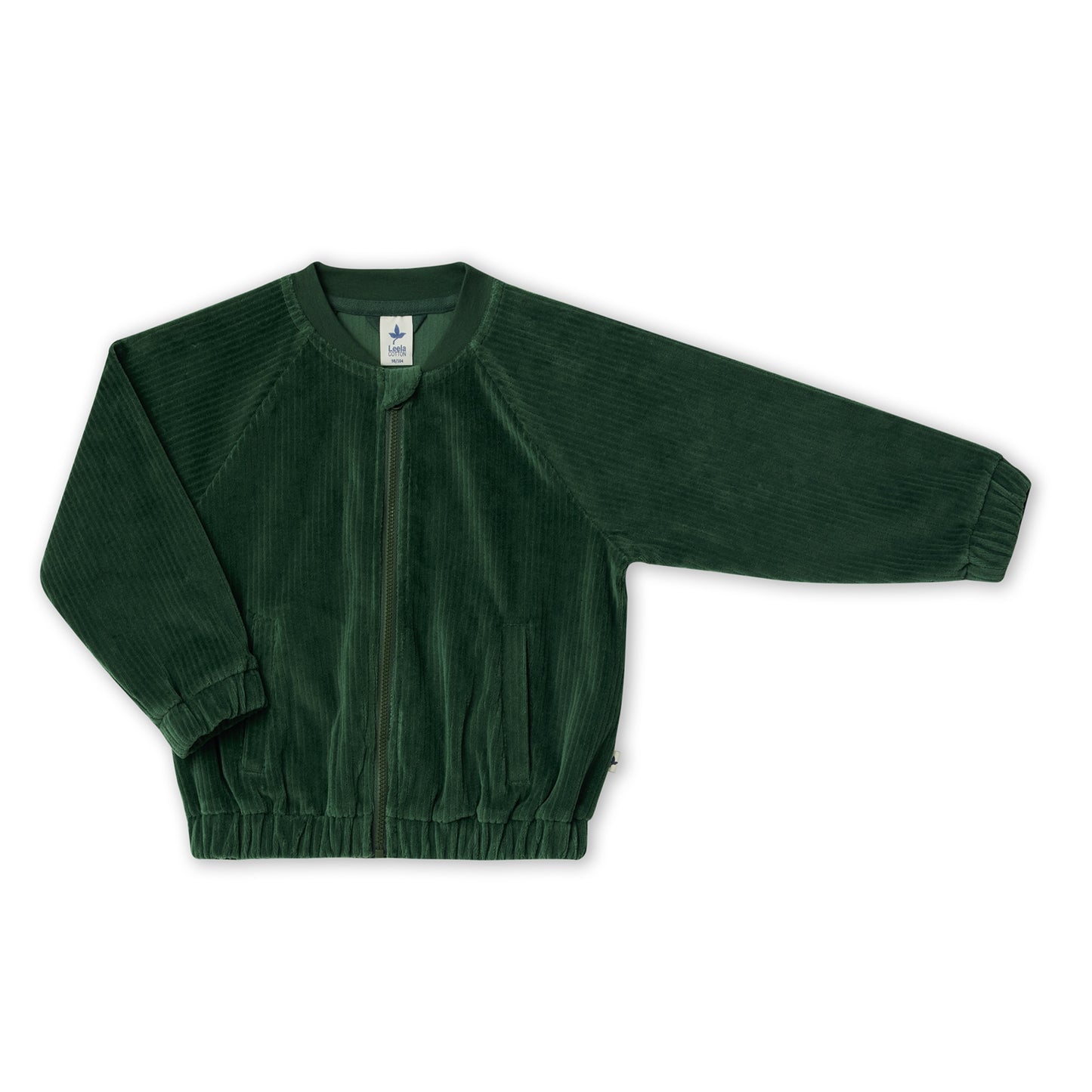 Giacca Bomber a coste Verde Pino