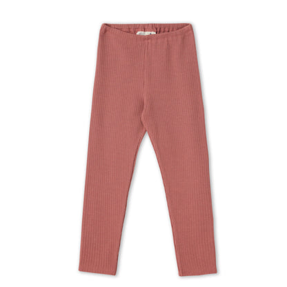 Leggings a coste Cotone Organico Malva Scuro