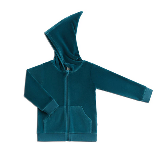 Felpa con cappuccio in ciniglia Blu Mare