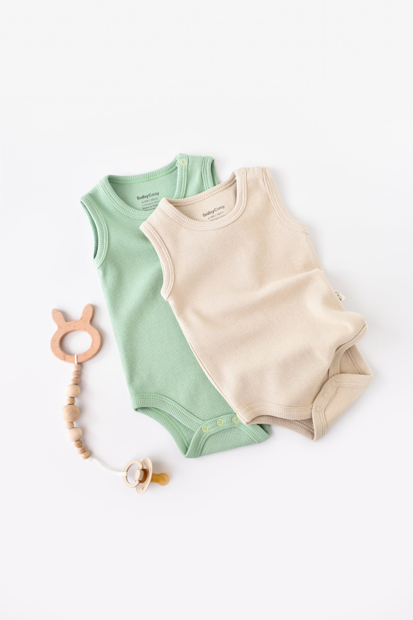 BabyCosy Waffle Set 2 Body Menta & Stone senza maniche