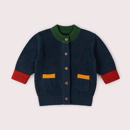 Cardigan a Maglia Grossa Blu | Little Green Radicals