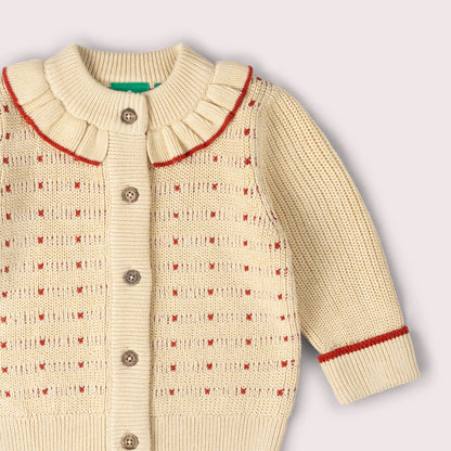 Cardigan a Maglia Grossa Crema | Little Green Radicals