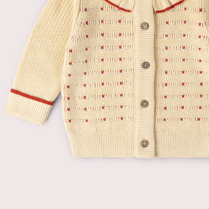 Cardigan a Maglia Grossa Crema | Little Green Radicals