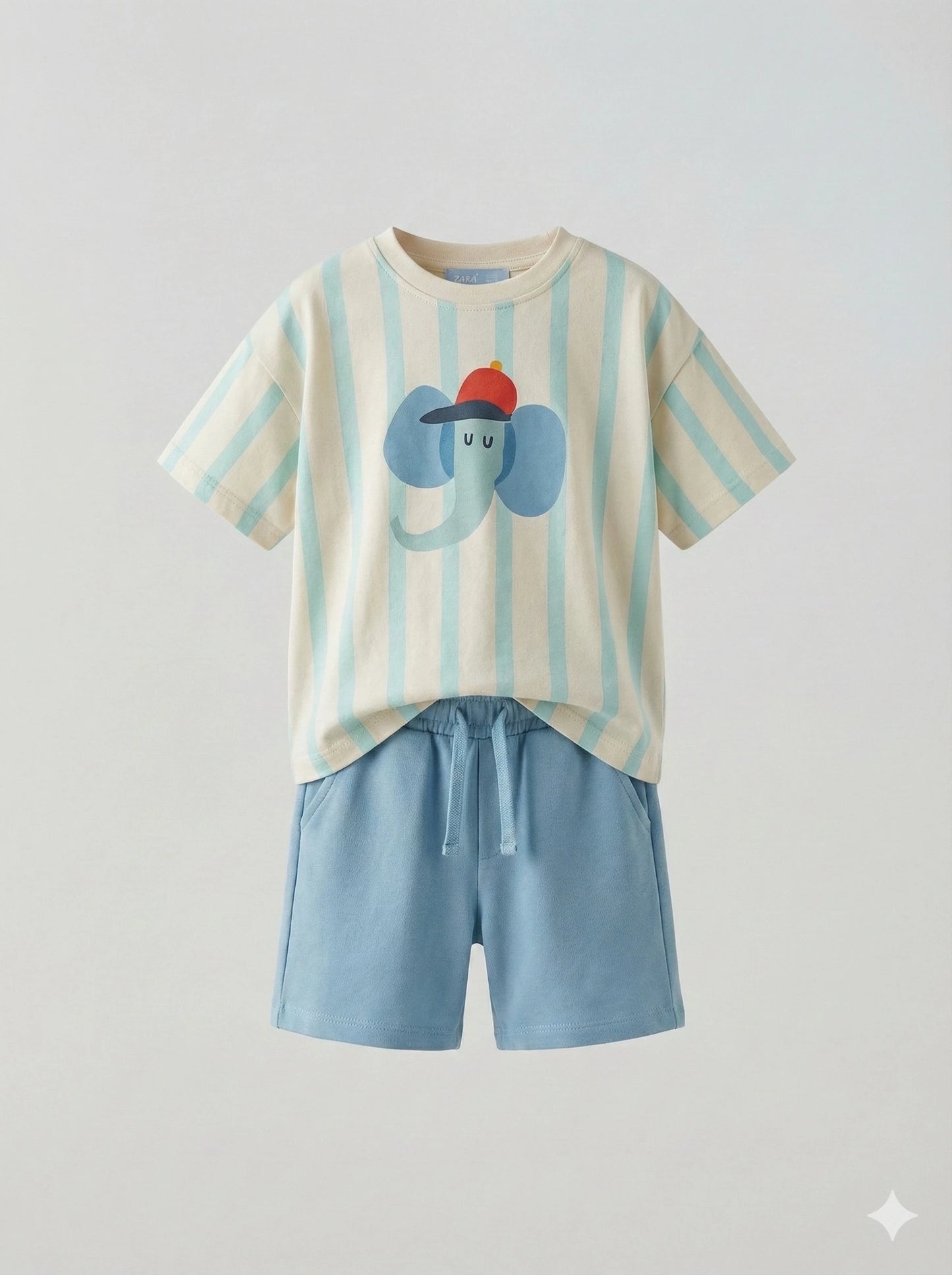 Completo t-shirt elefante e shorts