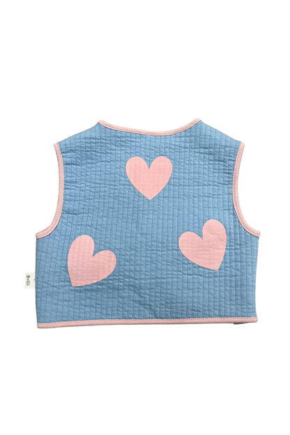 Gilet in cotone trapuntato leggero con fiocchi cuore | MIELA KIDS