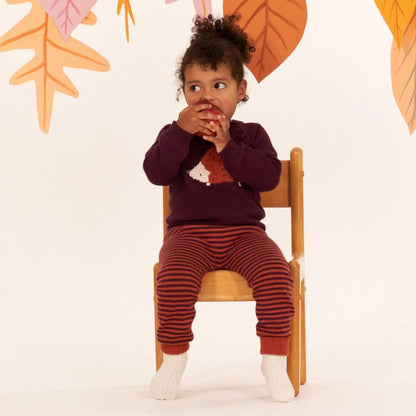 Leggings in Maglia a righe Terracotta | Sense Organics