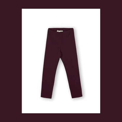 Leggings a coste Cotone Organico Melanzana