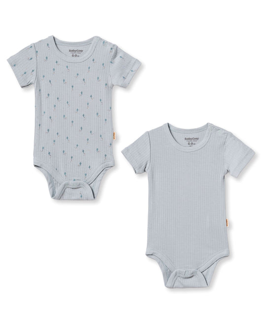 Set 2 body maniche corte modal azzurro | BABYCOSY ORGANIC