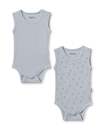 Set 2 body senza maniche modal azzurro | BABYCOSY ORGANIC