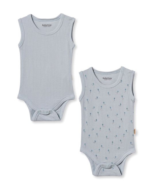 Set 2 body senza maniche modal azzurro | BABYCOSY ORGANIC