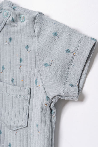 Pigiama corto neonato micromodal azzurro | Babycosy Organic