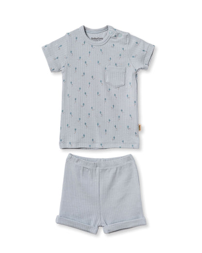 Pigiama corto neonato micromodal azzurro | Babycosy Organic