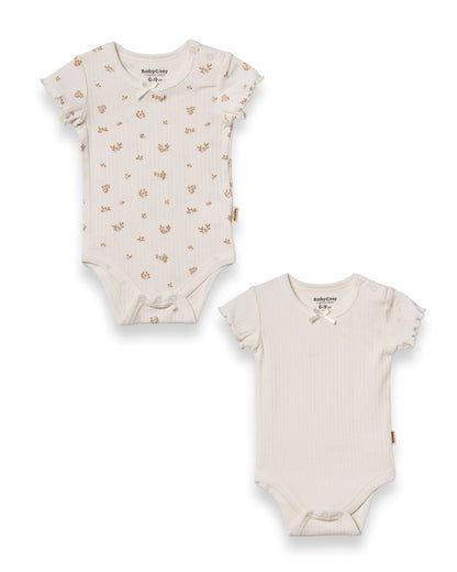 Set 2 body maniche corte modal crema | BABYCOSY ORGANIC