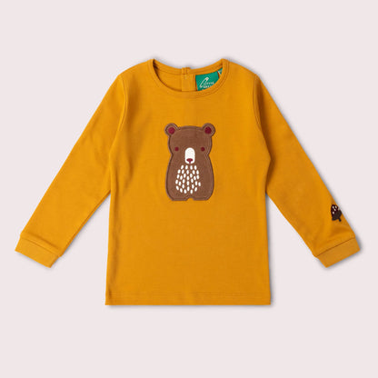 Maglietta Orso Senape a maniche lunghe  | Little Green Radicals