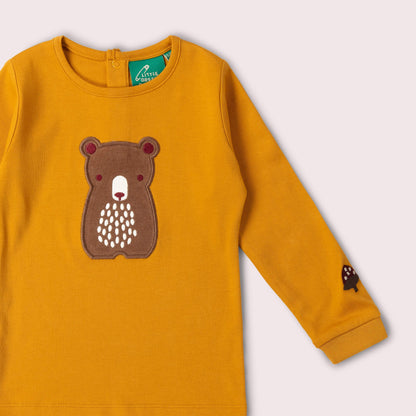 Maglietta Orso Senape a maniche lunghe  | Little Green Radicals
