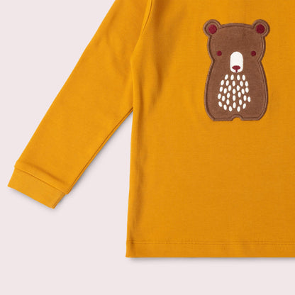 Maglietta Orso Senape a maniche lunghe  | Little Green Radicals