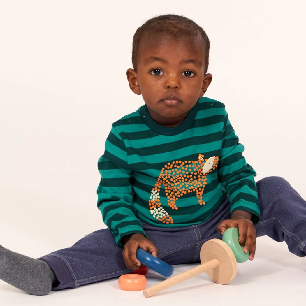 Maglietta a righe Verde Neonato | Sense Organics
