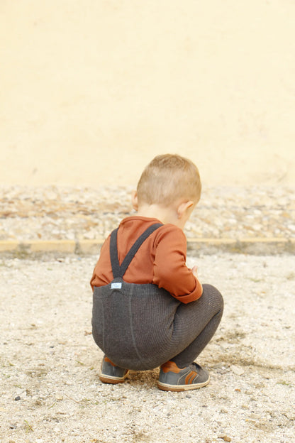 Collant Dark Grey con piede e bretelle | Silly Silas