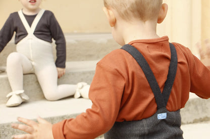Collant Dark Grey con piede e bretelle | Silly Silas