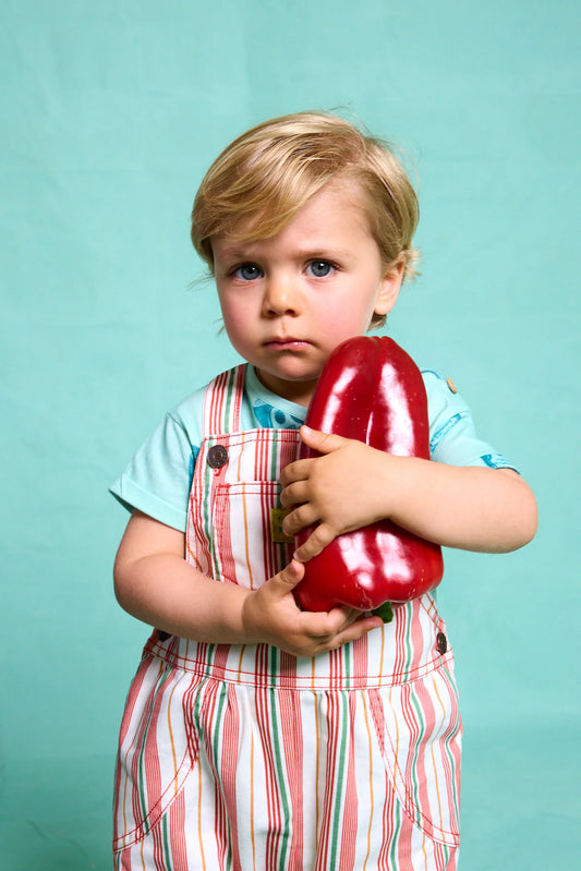 Pagliaccetto Salopette Neonato – Righe Rosse | Favorite People