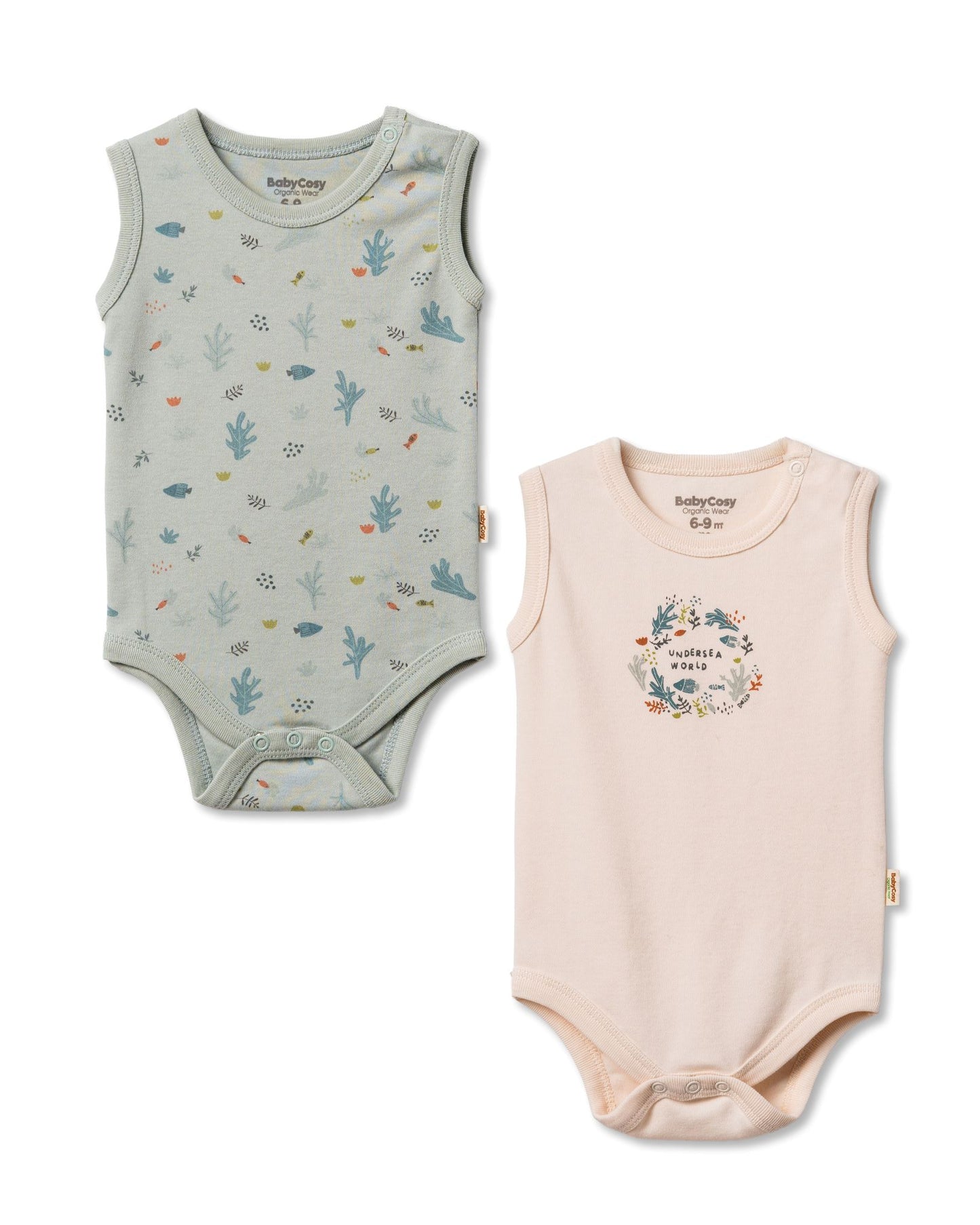 Set 2 body senza maniche mare | BABYCOSY ORGANIC