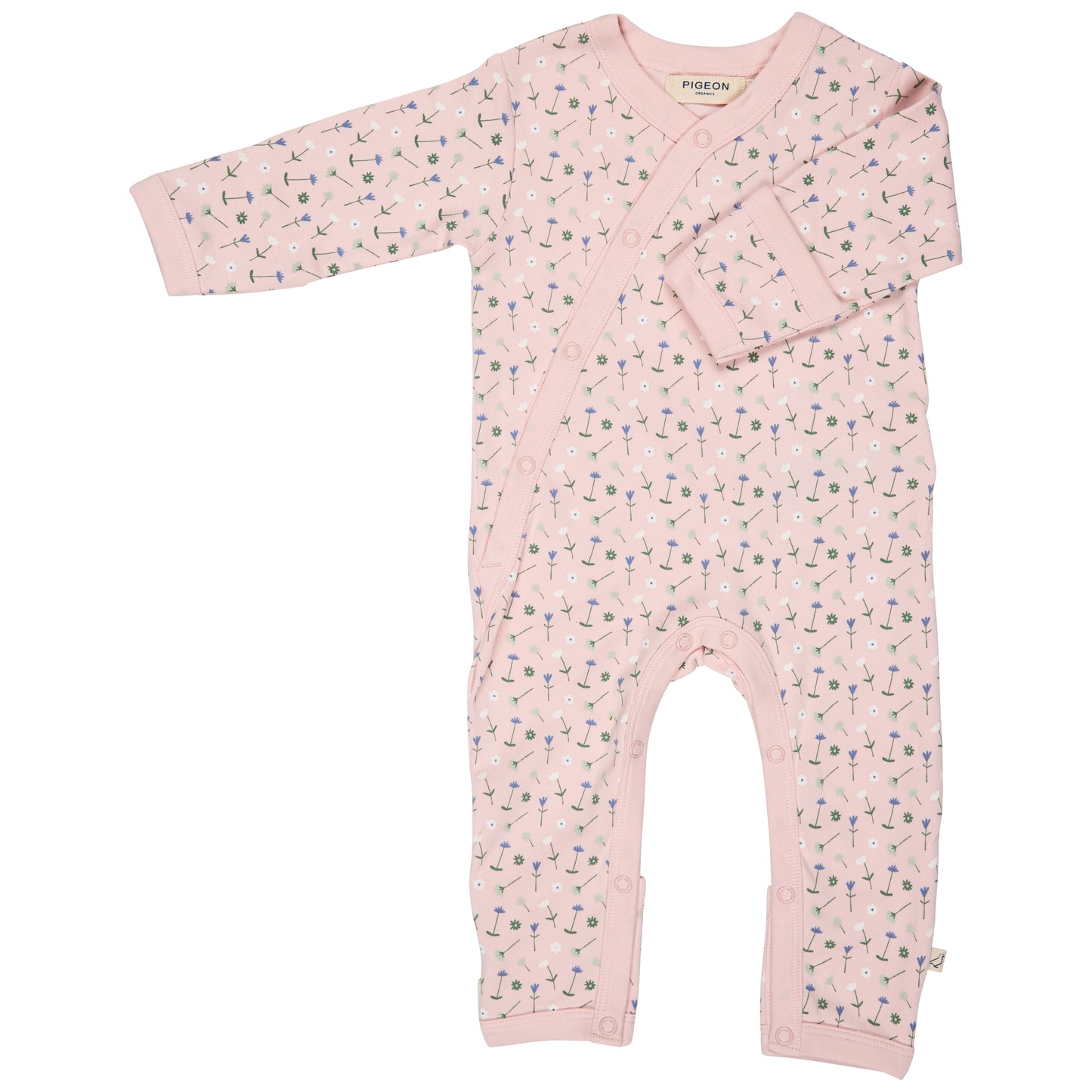 Tutina kimono fiori rosa in cotone organico | PIGEON ORGANICS